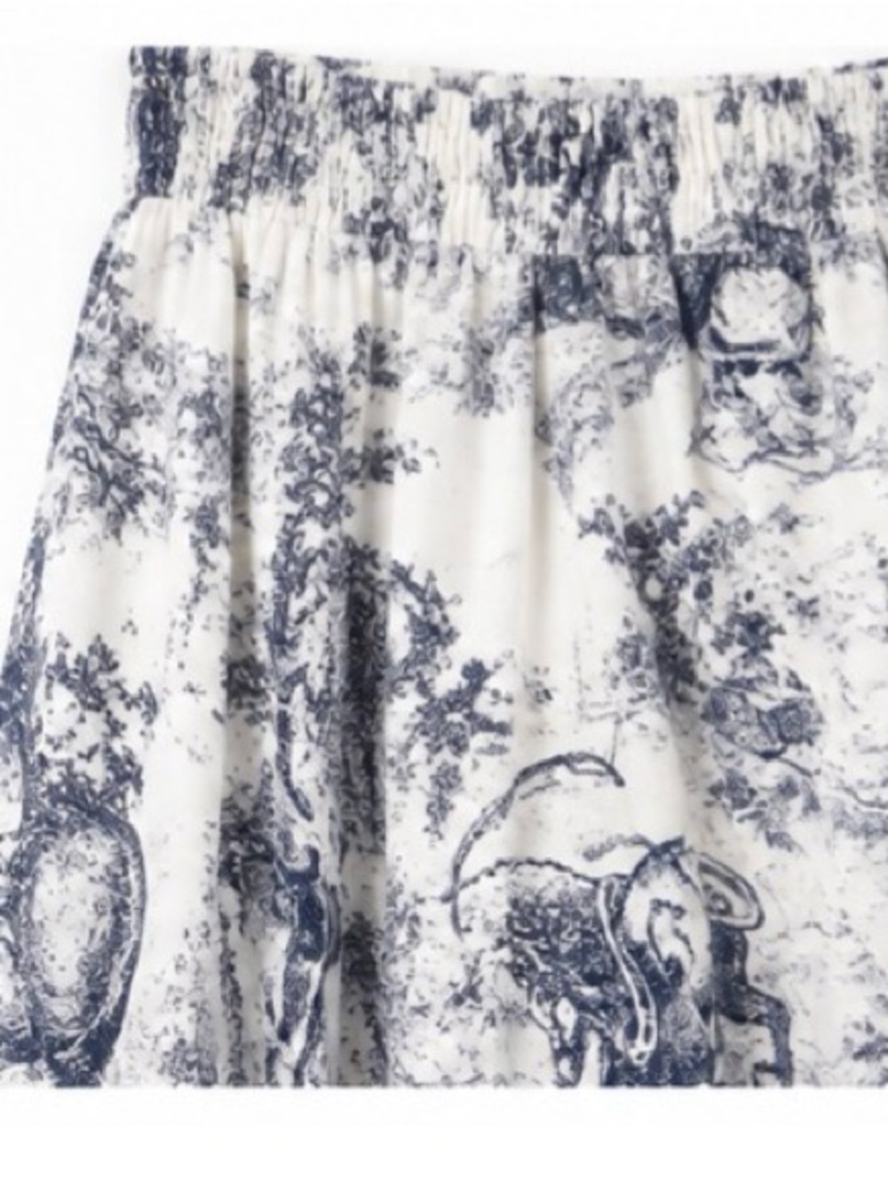 COMMENSE NWT Navy Toile Animal Print Tiered Midi Skirt XS - Picture 3 of 6
